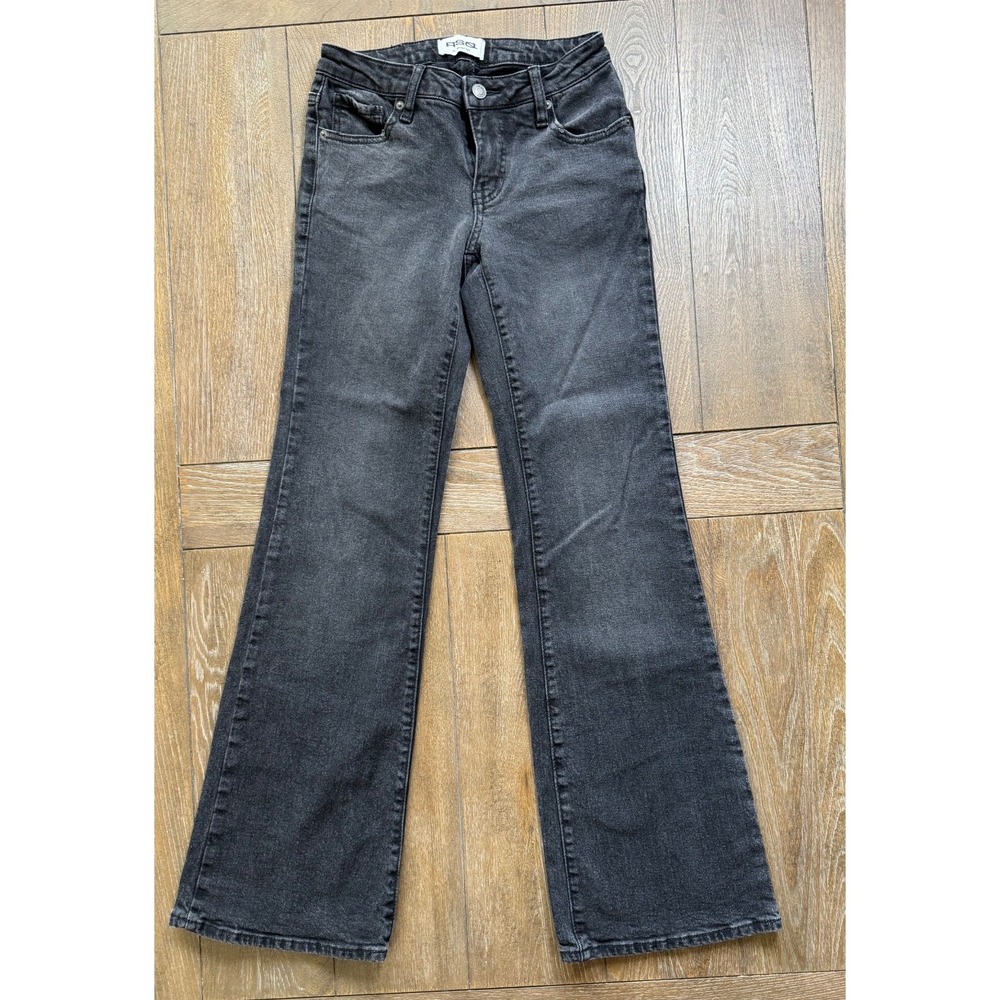 RSQ Low Rise Flare Jeans Womens Size 24 Black Gray Stretch Denim Y2K